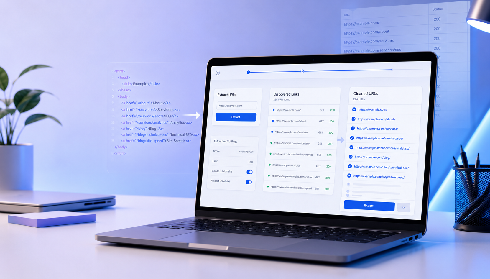 Как собрать все ссылки из текста, HTML или выгрузки краулера